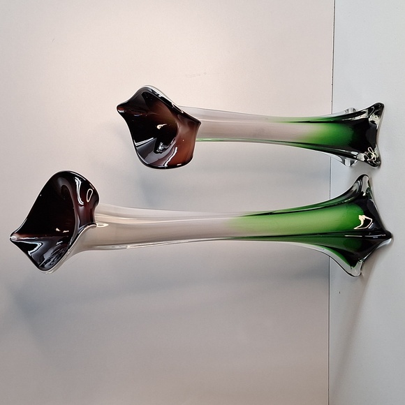 #ADF Pair of 2 Jack In the pulpit Blown glass vases - Picture 1 of 11